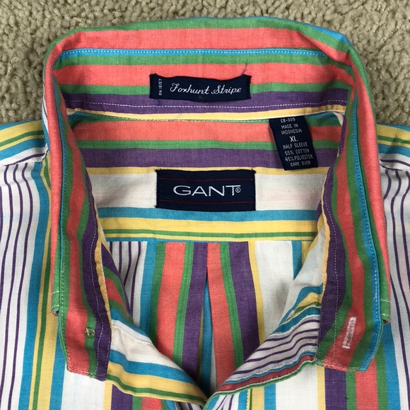 Vintage 90s Gant Foxhunt Stripe Multicolor Shirt - Picture 4 of 7